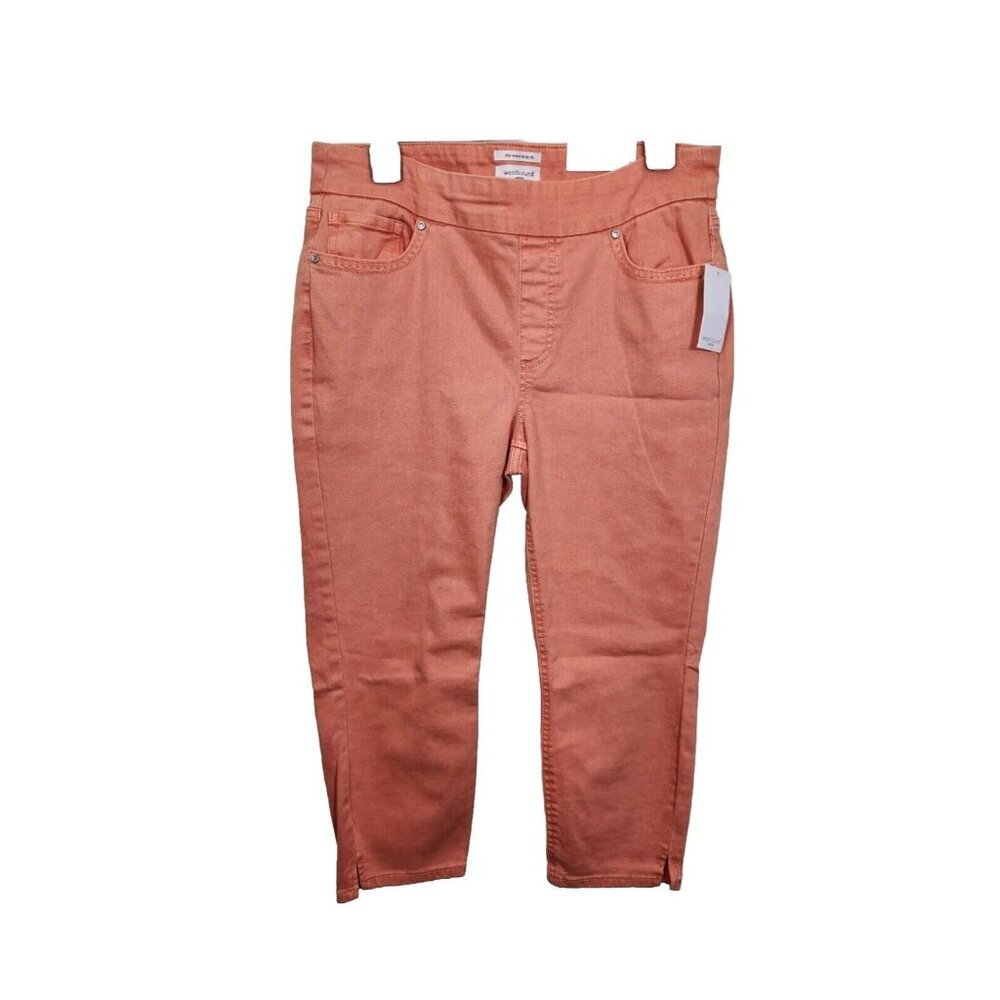 Westbound Womens Size 10 P orange High-Rise skinny crop pull on jeans --18